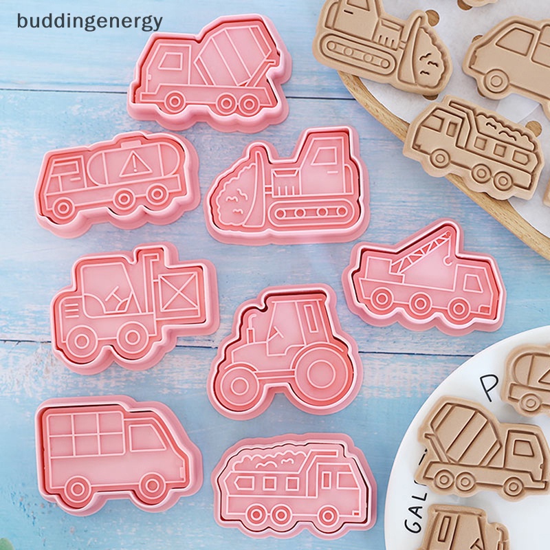 {BUDDI} Set 8 Khuôn Cắt Bánh Quy Bằng Nhựa Hình Xe Tải Hoạt Hình 3D {BUDDI {BUDDI}
