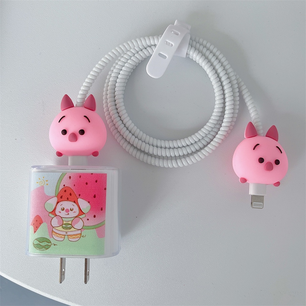 1 Bộ Sạc Mengmenglong Bằng Silicon tpu Mềm Chống Sốc Hình Hoạt Hình Dễ Thương Cho iphone / ipad 18W / 20W