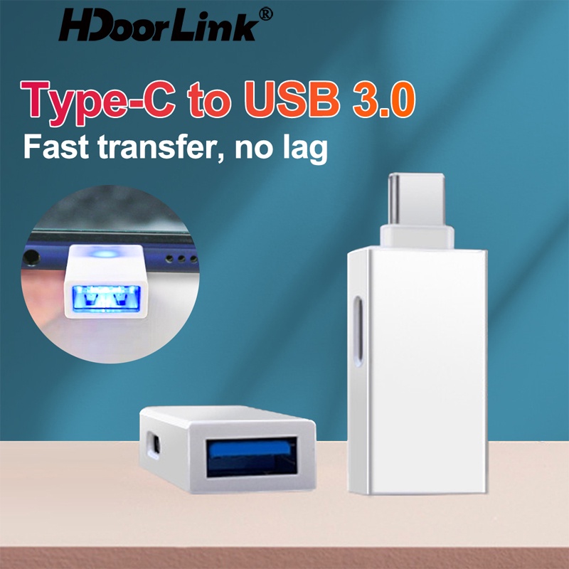 Bộ Chia Cổng Type C HdoorLink Sang USB 3.0 5V / 2A 2 Trong 1 Cho Điện Thoại / Máy Tính