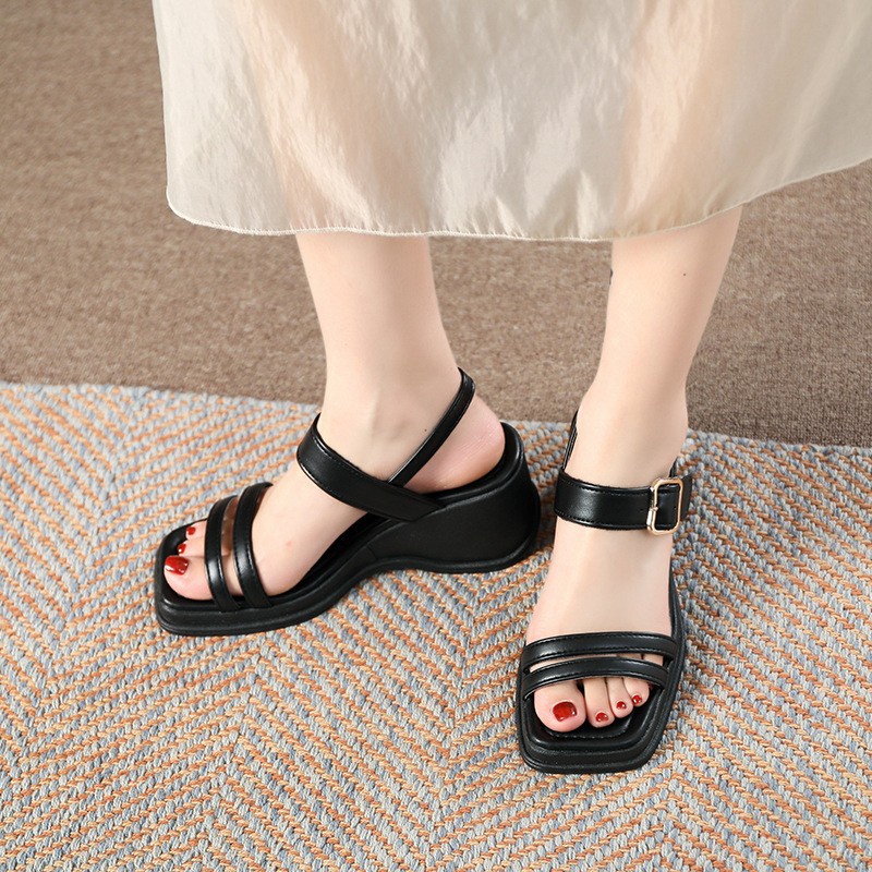 Giày Sandal Mùa Hè Đế Xuồng Dày Dặn Có Dây Hợp Thời Trang 2023 Cho Nữ