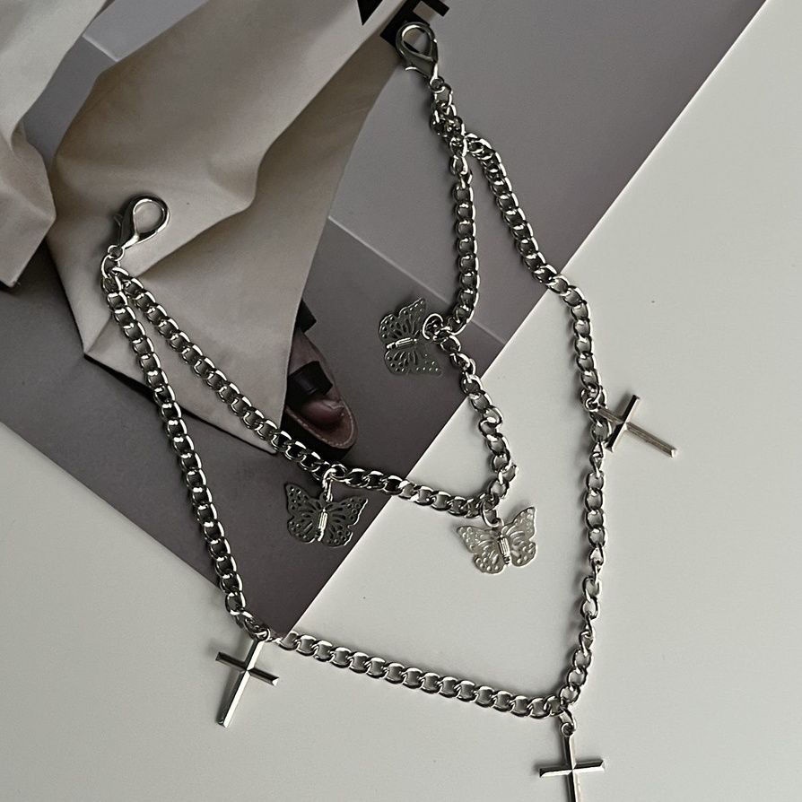 Dây Xích Đôi Hình Bướm Gắn Thắt Lưng Đồng Phục Trang Trí Thủ Công Phong Cách Hàn Quốc