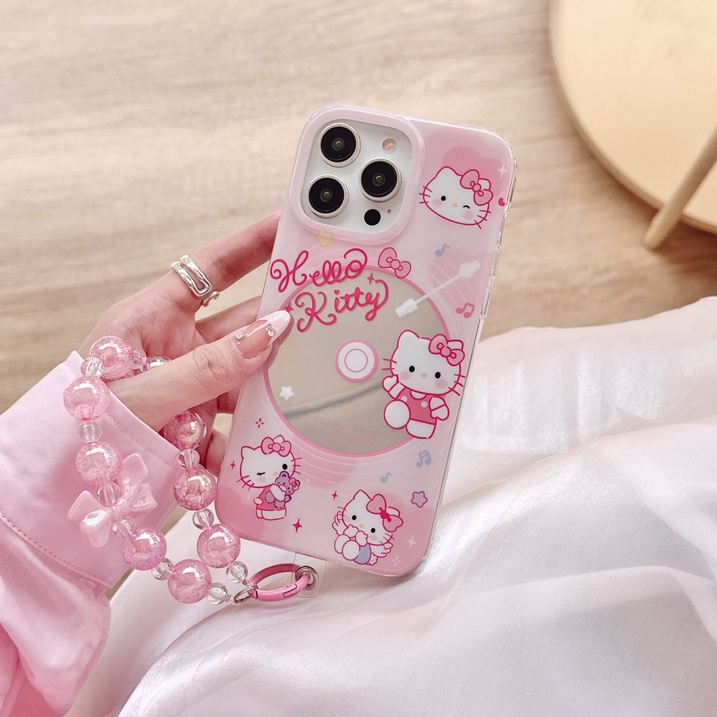 Ốp Điện Thoại Hai Mặt Chống Sốc Tráng Gương Hình Mèo Hello Kitty Cho IPhone 14 13 12 11 Pro Max