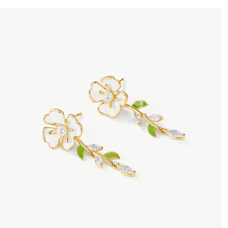 Bông Tai Đính Đá Hình Hoa Thiết Kế Đơn Giản Ngọt Ngào Cao Cấp