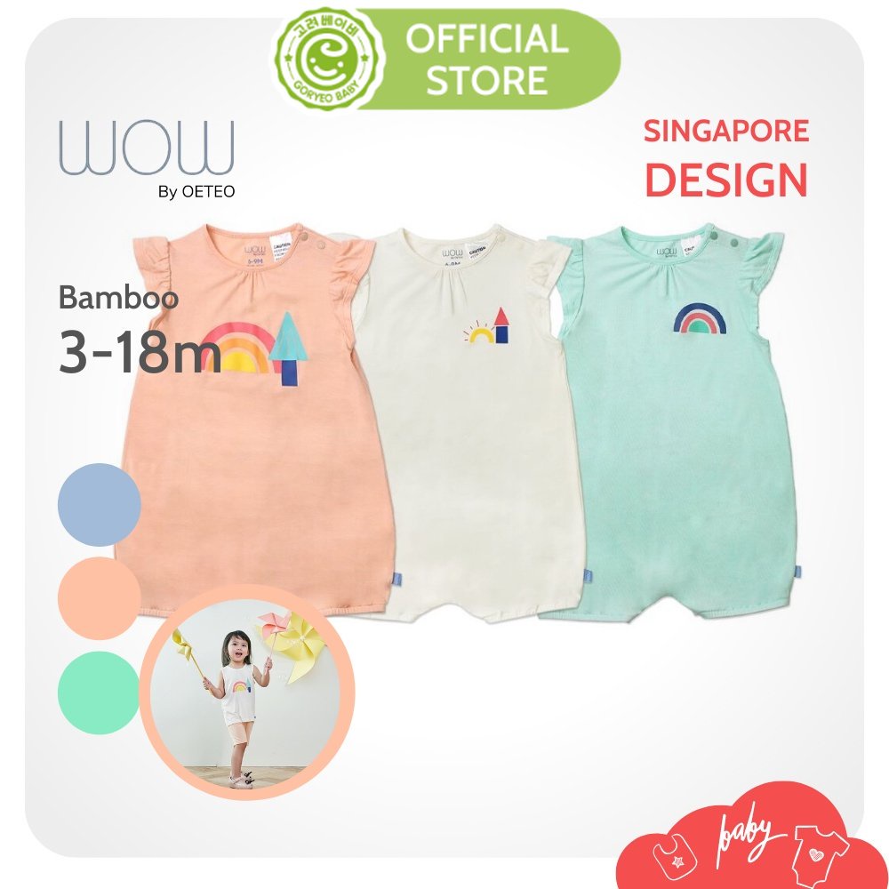 Set 3 Bodysuit Bamboo Cho Bé Gái Wow By Oeteo Size 3-18m - Body Sợi Tre Cho Bé Thoáng Mát