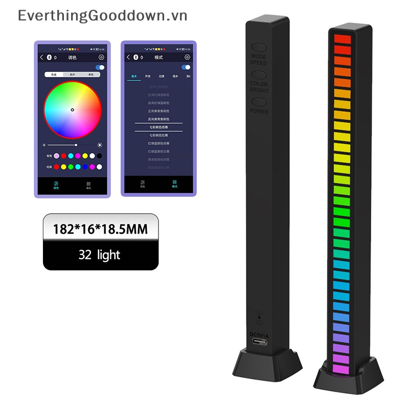 Everthinggooddown RGB Điều Khiển Âm Thanh Đèn Ngủ Ban Đêm Trang Trí Nội Thất vn