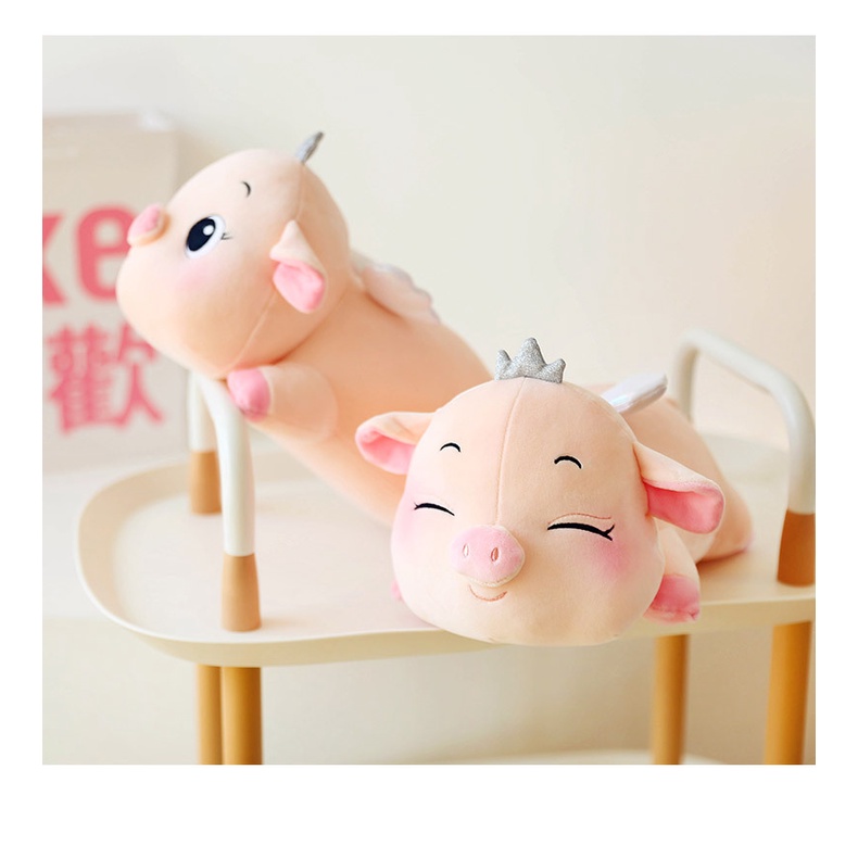 Thú nhồi bông heo vương miện thiên thần dễ thương, búp bê mềm mại tinh tế, món quà lễ hội cho trẻ em và phụ nữ, gối cho cô gái trên giường, đồ chơi nhồi bông là bạn đồng hành ấm áp