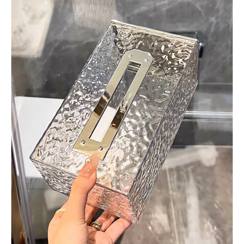 Treo tường phòng tắm Hộp khăn giấy acrylic Mặt bàn Hộp khăn giấy hình chữ nhật