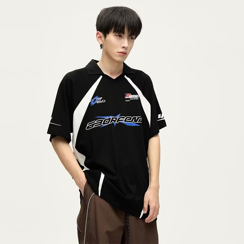 Áo polo Tay Ngắn Dáng Rộng Phong Cách Đường Phố Âu Mỹ Thời Trang Mùa Hè Cho Nam