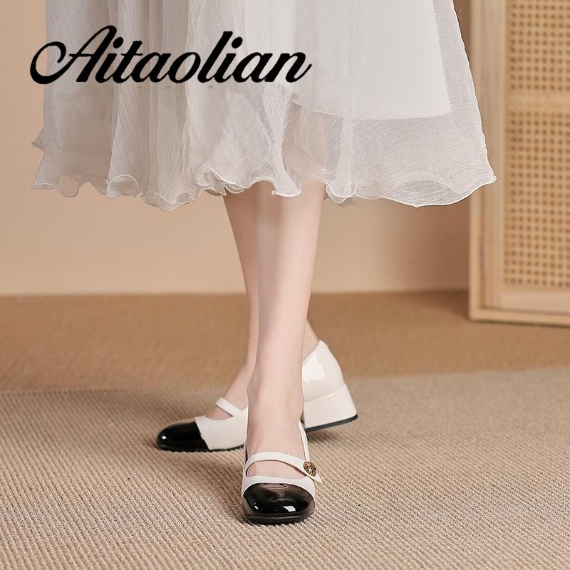 Giày Cao Gót 4cm Chất Liệu Da Bóng Phong Cách Thời Trang lolita Dành Cho Nữ