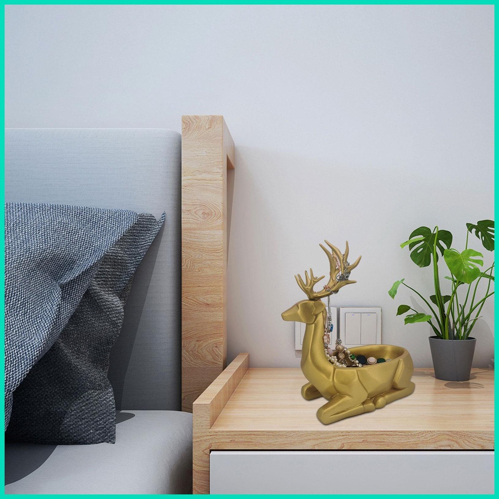 Tượng Hươu Bằng Resin Resin Kèm Giỏ Đựng Để Bàn Trang Trí Nội Thất