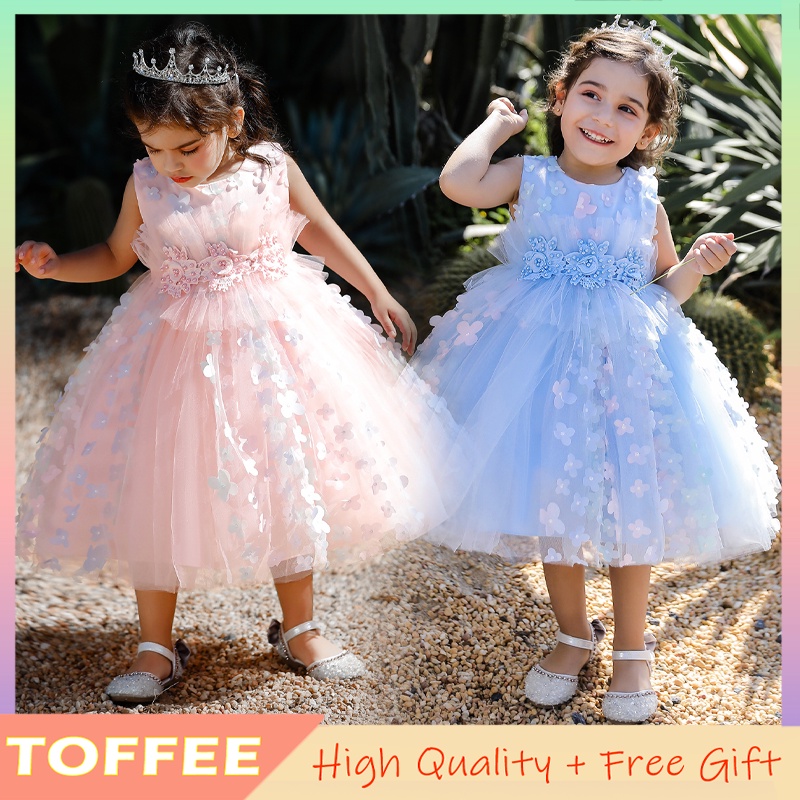 Đầm Tutu Hoa Tím / Trắng / Xanh Dương Thanh Lịch Làm Quà Tặng Sinh Nhật Cho Bé Gái Sơ Sinh