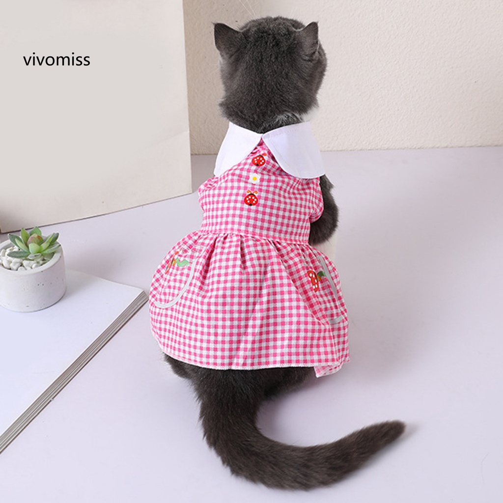 Đầm Công Chúa Họa Tiết Sọc Caro Thời Trang Mùa Hè Xinh Xắn Cho Thú Cưng