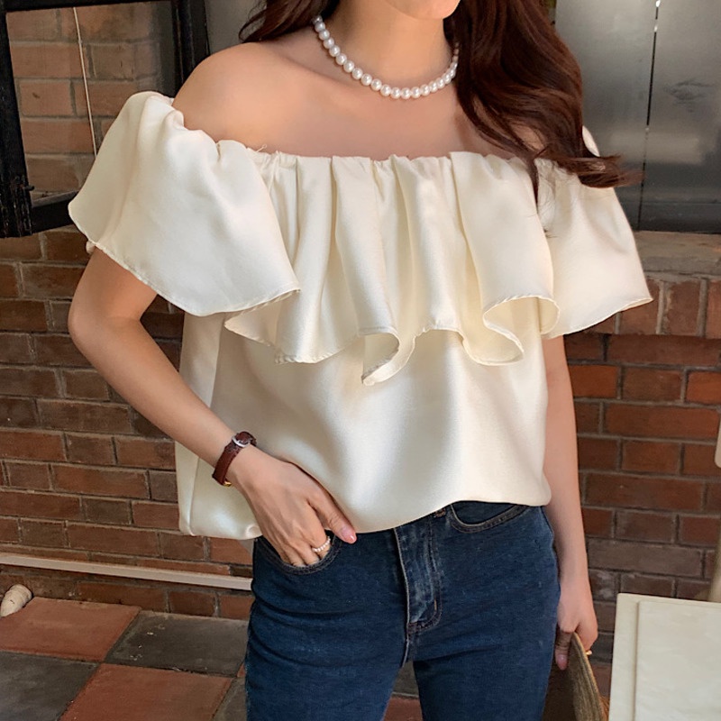 Áo Sơ Mi Trễ Vai Dáng Rộng Thời Trang Mùa Hè Ngọt Ngào