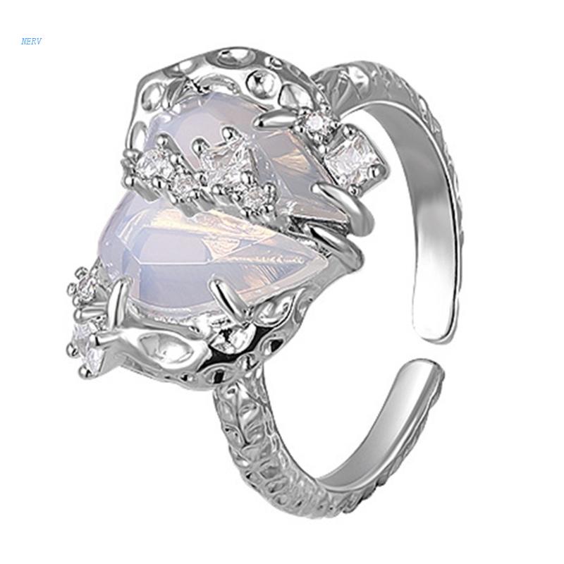 Nhẫn Hở Hình Trái Tim Đính Đá Pha Lê Thời Trang Cho Nữ