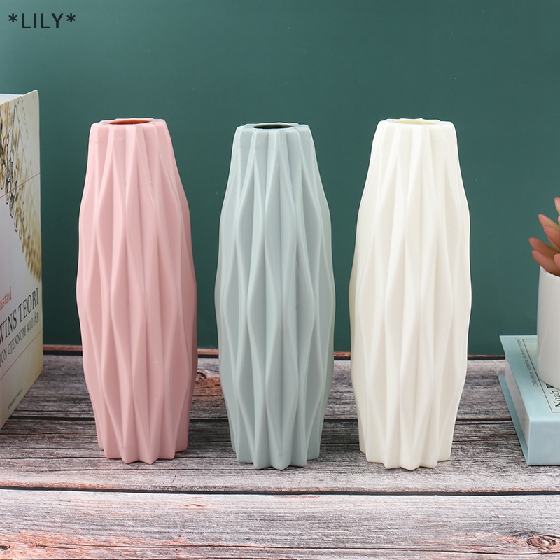 Lily Flower Vase trang trí nhà nhựa bình trắng giả gốm Chậu hoa uuu
