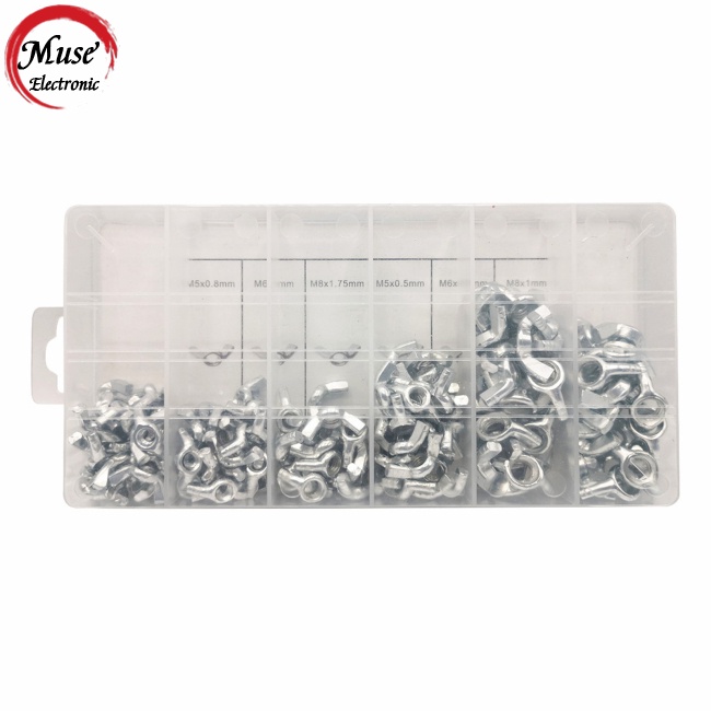 Bộ 150 Đai Ốc Cánh Bằng Hợp Kim Thép M5-m8 Nhiều Kích Thước