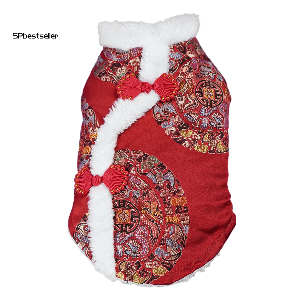 Áo Khoác Cotton Giữ Ấm Thoải Mái Phong Cách Tang Năm Mới Dành Cho Cún Cưng