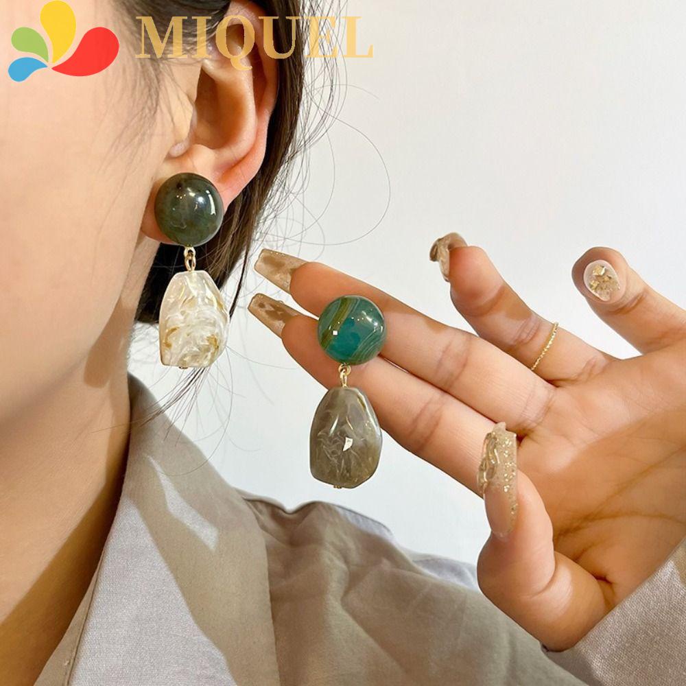 Bông Tai Hình Tròn Màu Xám Phong Cách Hàn Quốc Cổ Điển Thời Trang