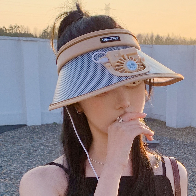 Mũ Lưỡi Trai Chống Nắng Mùa Hè Hở Chóp Có Quạt Nhỏ Che Mặt Mới Cho Trẻ Em