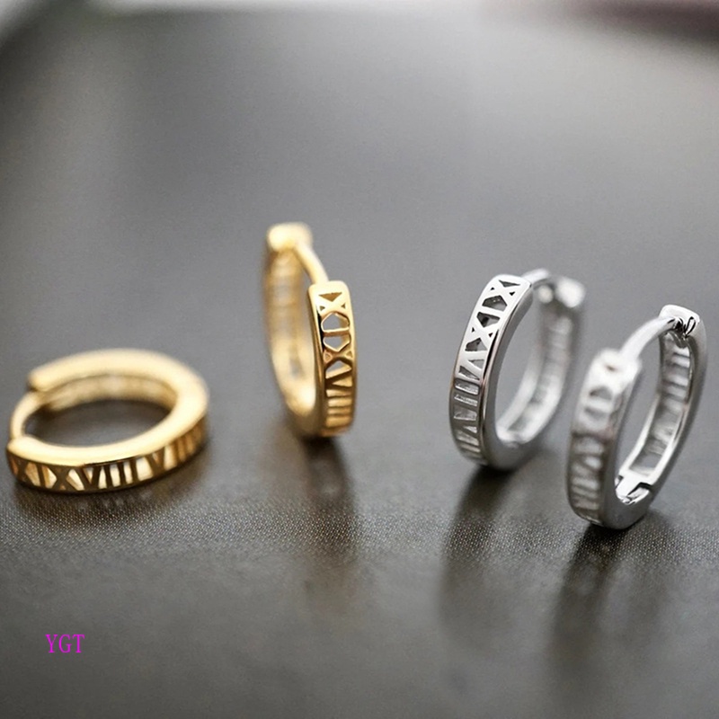 Ygt Khuyên Tai Vòng Rỗng Bằng Kim Loại Màu Bạc / Vàng Đồng Thời Trang Đa Năng Cho Thanh Thiếu Niên