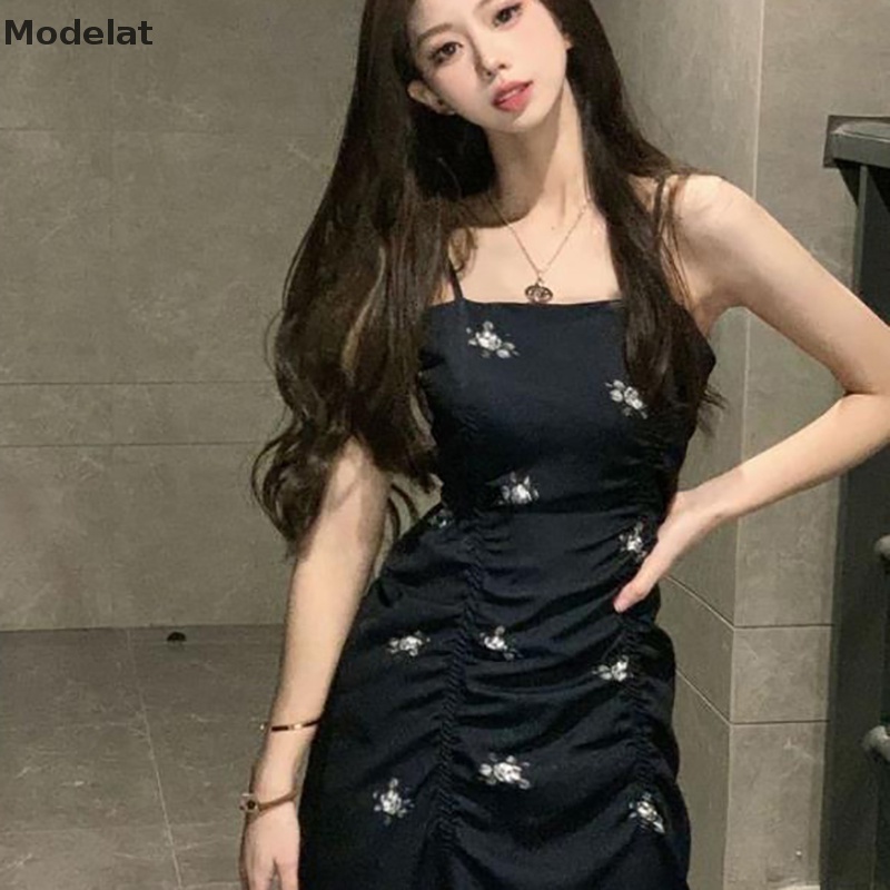 Đầm Dài Hai Dây Mỏng In Họa Tiết Gợi Cảm Mùa Hè Cho Nữ WTD