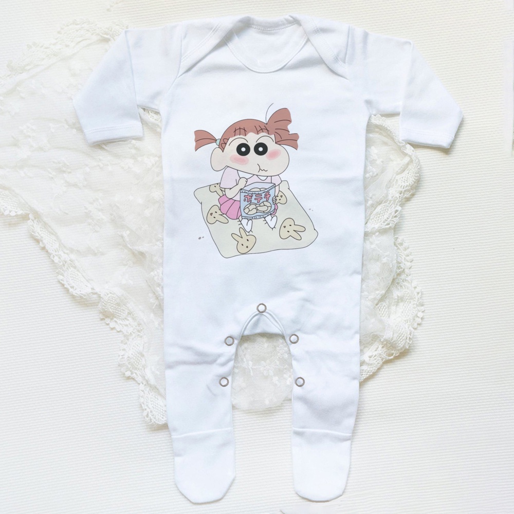Bộ Áo Liền Quần Ngủ In Hoạt Hình shin chan Dễ Thương Cho Bé Sơ Sinh
