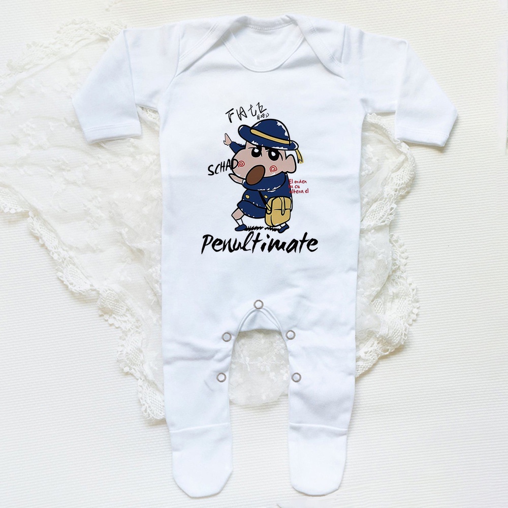 Bộ Áo Liền Quần Ngủ In Hoạt Hình shin chan Dễ Thương Cho Bé Sơ Sinh