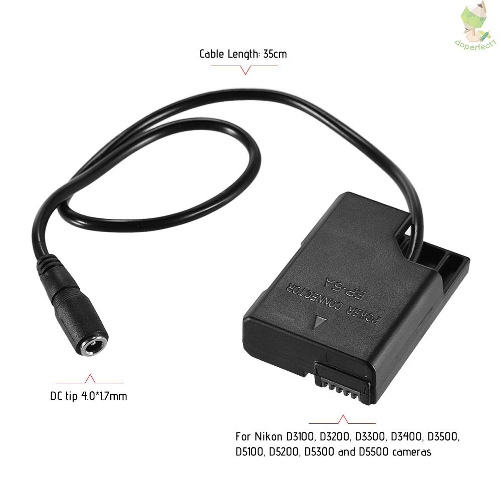 Andoer EP-5A DC Coupler Power Connector EN-EL14 Dummy Battery Adapter 4.0*17mm DC Tip for  D3100 D3200 D3300 D3400 D3500   Came-6.5