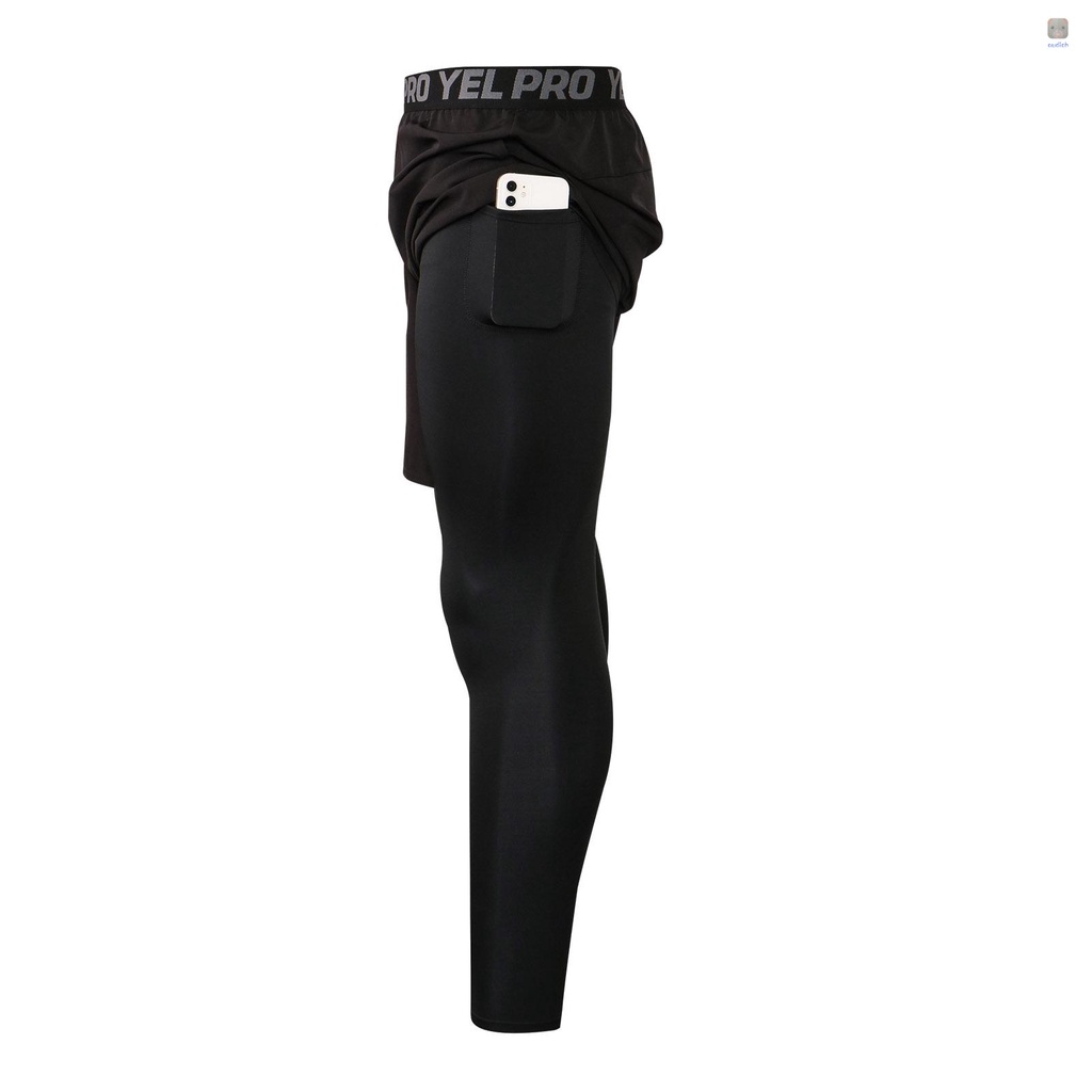 Quần Legging Thể Thao 2 Trong 1 Eo Co Giãn Chống Ẩm Cho Nam