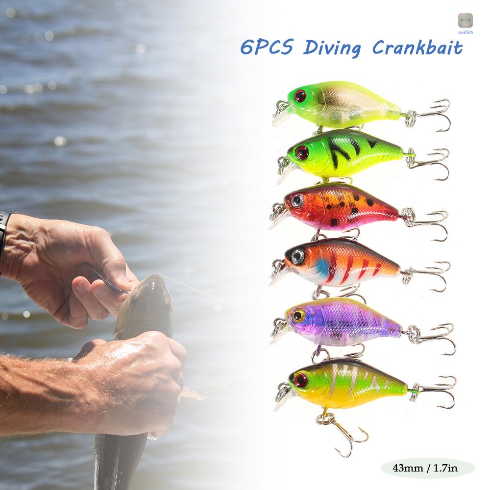 Lixada Bộ 6 Mồi Giả Câu Cá 4.4g 43mm 0.3-0.6m #Set 10 Móc 10 Lưỡi Câu Chất Lượng Cao