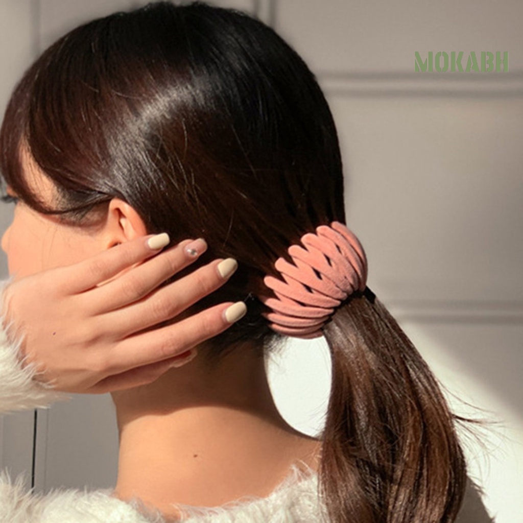 [Mok Abh] Dây Buộc Tóc Hình Tổ Chim Bằng Nhựa Resin Thanh Lịch Có Thể Thu Gọn Cho Nữ