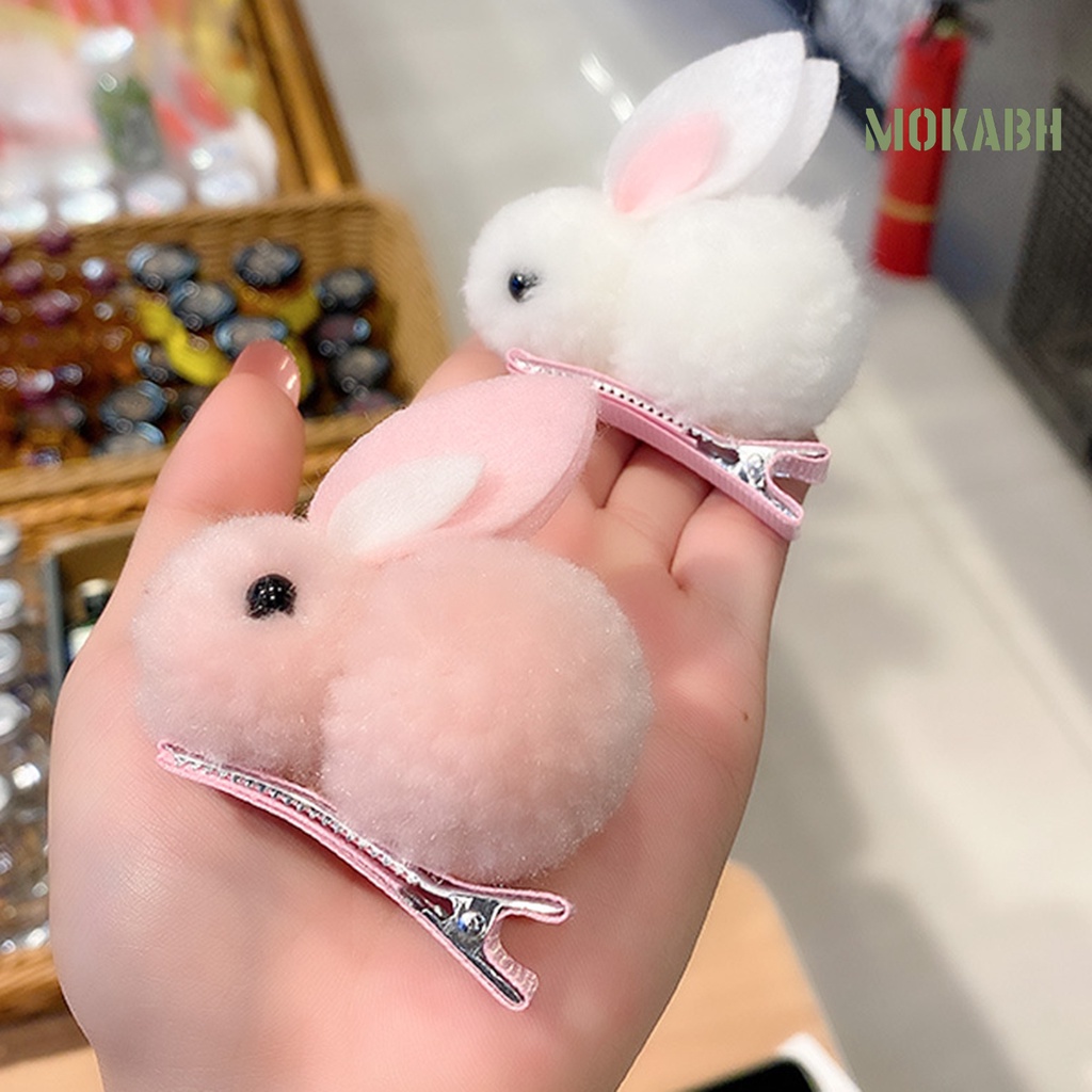 [Mok Abh] Kẹp Tóc Hình Thỏ Hoạt Hình Nhiều Màu Sắc Thuận Tiện Cho Trẻ Em