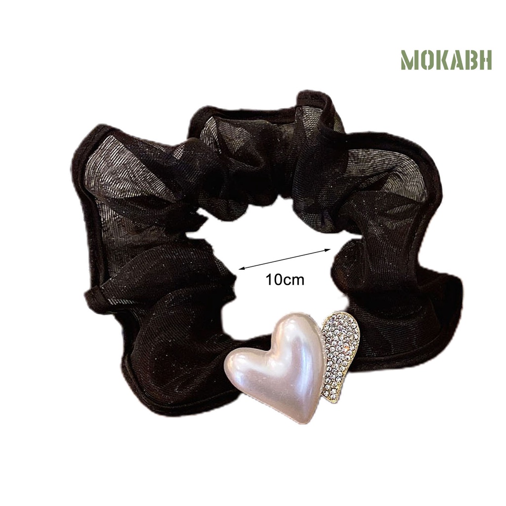 Dây Cột Tóc Co Giãn Cao Họa Tiết Trái Tim Đôi Lấp Lánh