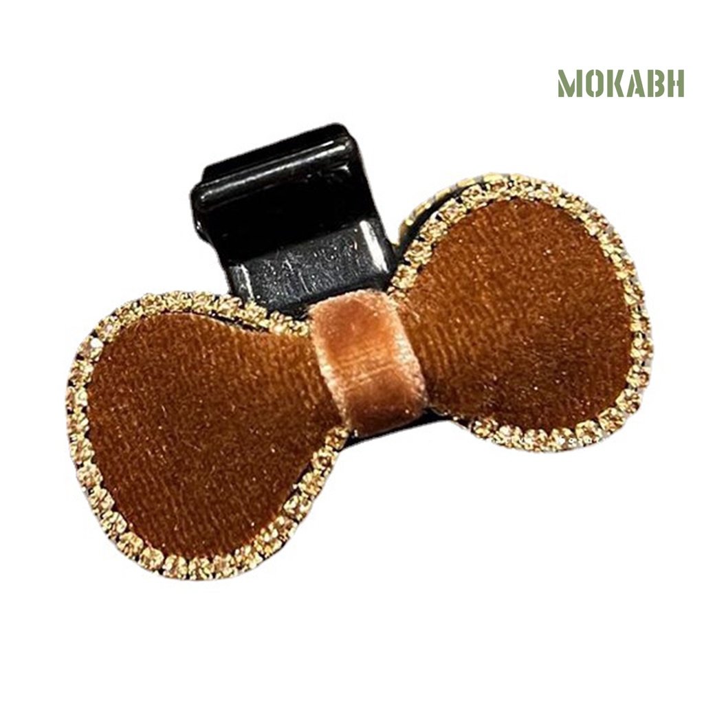 Kẹp Tóc Hình Nơ Đính Đá Màu Sắc Tương Phản Trọng Lượng Nhẹ Thời Trang Cho Nữ