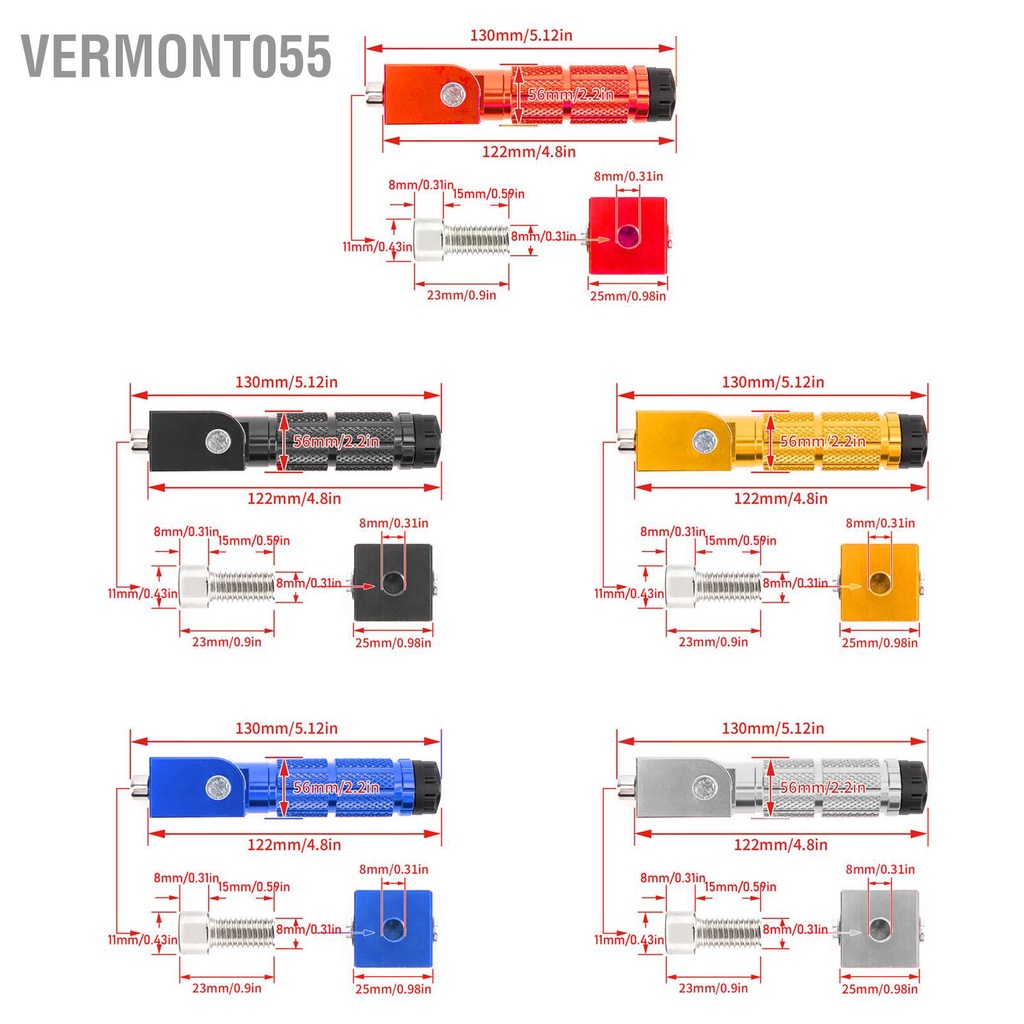 Vermont055 2 Chiếc Xe Máy Có Thể Gập Lại Chân Chốt M8 Chống Trượt Hợp Kim Nhôm Đa Năng Cho Đạp ATV UTV Go Kart