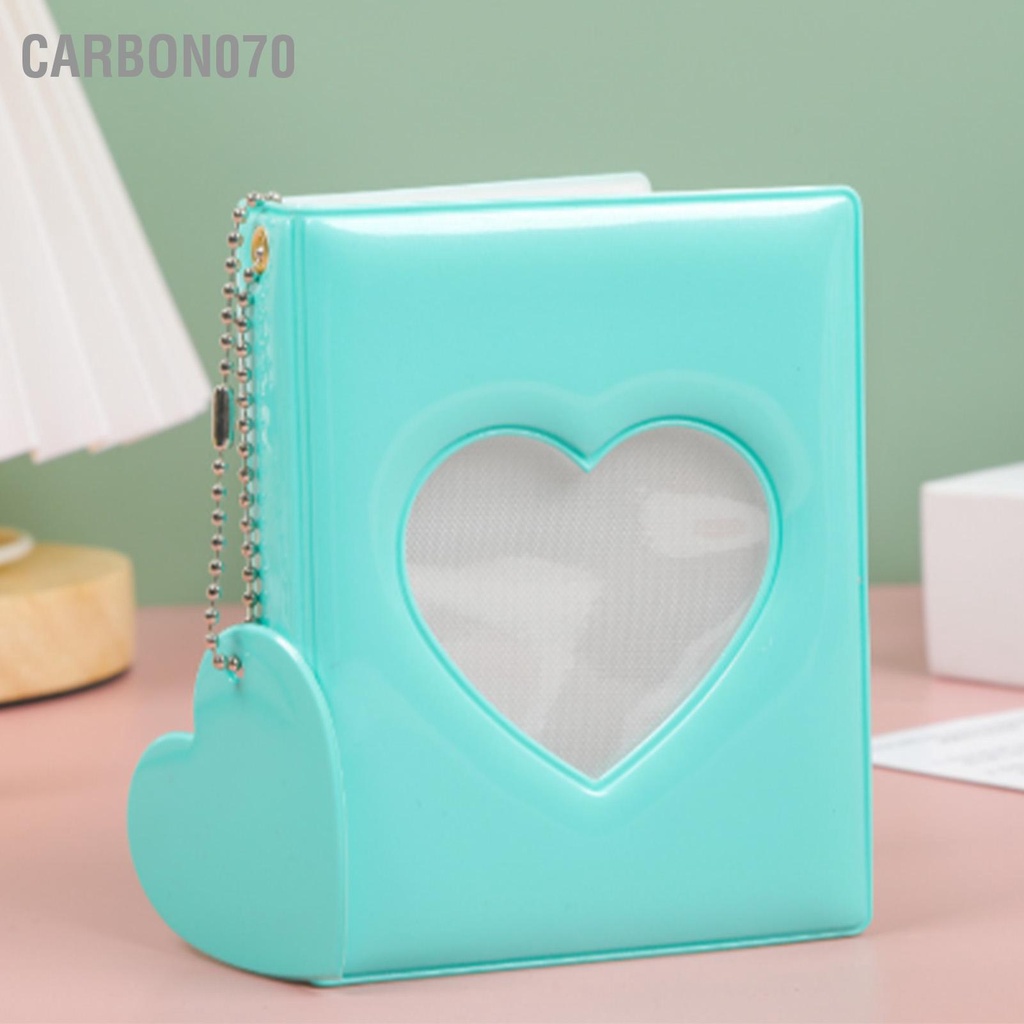 Carbon070 Túi Album Ảnh Trái Tim Rỗng Bao DIY Làm 3in Ngăn Đơn PVC Màu Nguyên Chất Giản Phong Cách Sách Hình