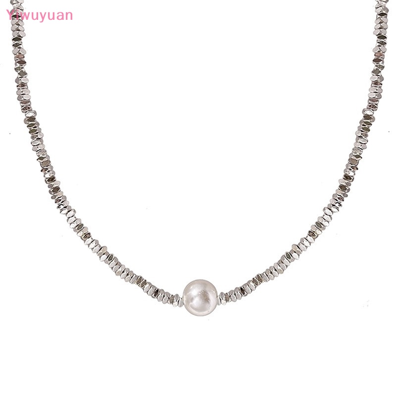 Vòng Cổ Choker Màu Bạc Đính Ngọc Trai Lấp Lánh Thời Trang Cho Nữ Mới