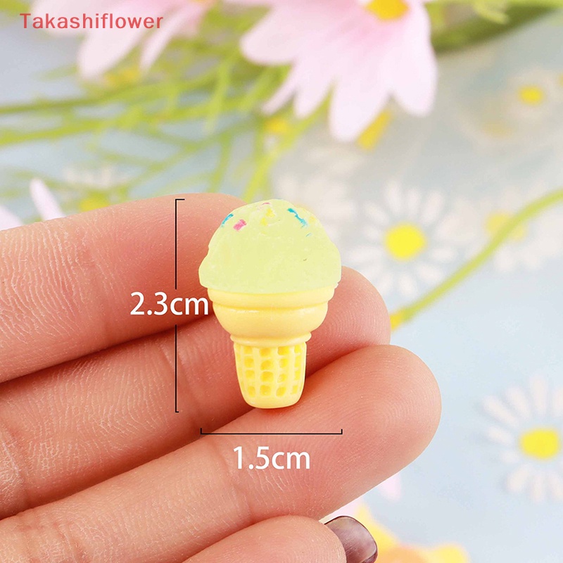 (Takashiflower) Set 10 Kẹp Tóc Hình Kem Dạ Quang Bằng Nhựa Resin Đáng Yêu Cho Sổ Tay DIY