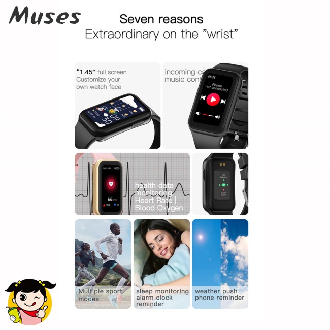 Đồng Hồ Thông Minh G132 Màn Hình Màu 1.45inch Theo Dõi Oxy Trong Máu Chống Thấm Nước Cho Nữ