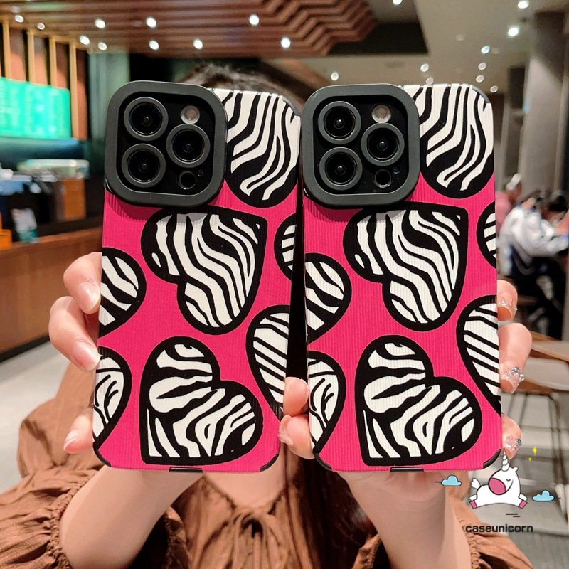 Ốp Điện Thoại Silicon Mềm Chống Sốc In Họa Tiết Ngựa Vằn / Trái Tim Cho iPhone 7 8 Plus 11 14 12 13 11 Pro MAX XR X XS MAX