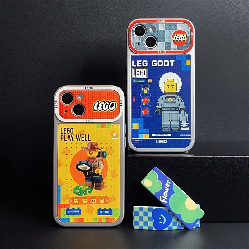 Ốp Điện Thoại TPU Mềm Trong Suốt Họa Tiết Khối Lego 2 Trong 1 Bảo Vệ Ống Kính Máy Ảnh Cho iphone 14 13 12 11 Pro Max