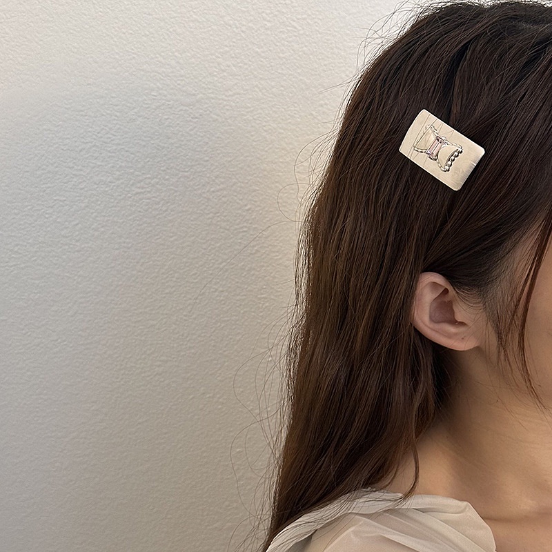 Kẹp Tóc Mỏ Vịt Hình Vuông Bằng Kim Loại Kiểu Hàn Quốc