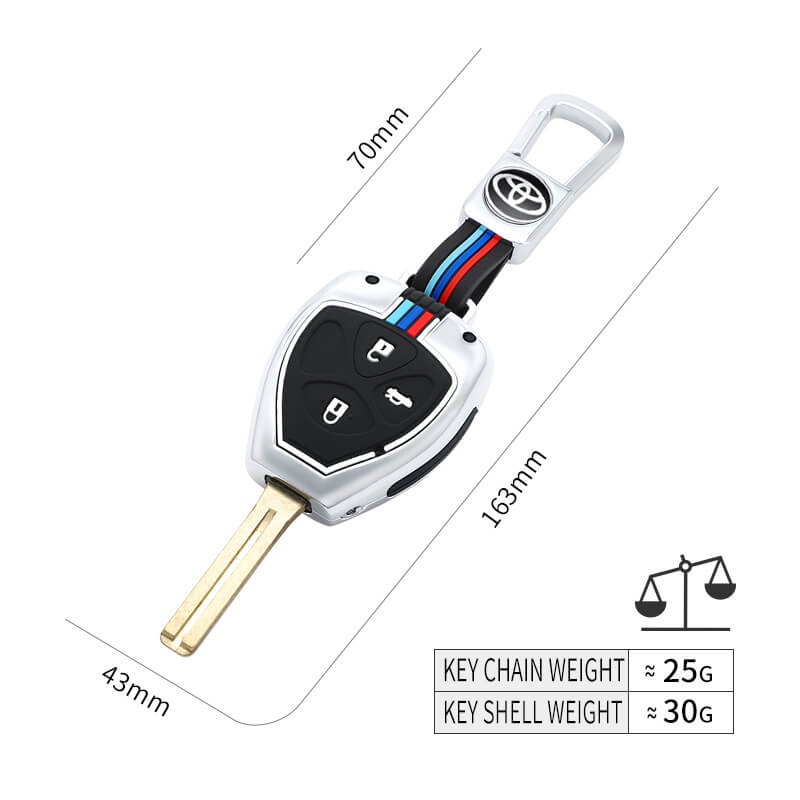 Vỏ Bọc Chìa Khóa Bằng Kim Loại Ba Màu Cho Toyota Innova Corolla Hilux Vitz Vios Rav4 Aqua Camry Highlander