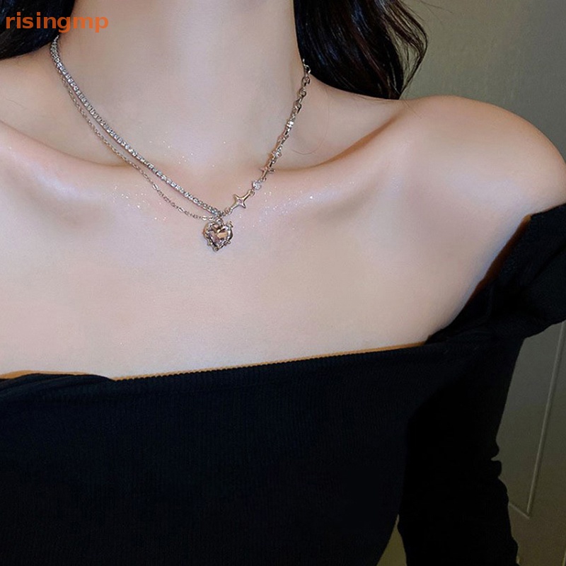 Vòng cổ Mặt Trái Tim Đính Đá Thời Trang Hàn Quốc Y2k