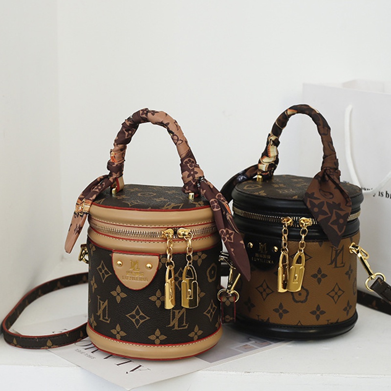 Túi Xách bucket Hình Trụ In Họa Tiết Cổ Điển Thời Trang Cho Nữ