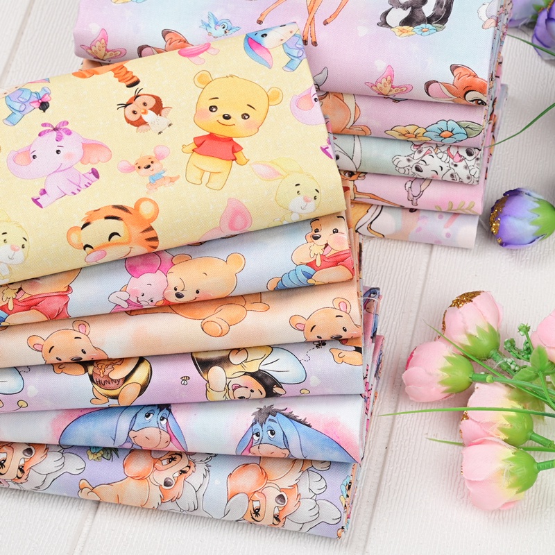 Phim hoạt hình hươu gấu bông vải may quilting vá vá vá vá thủ công tự làm chất liệu vải