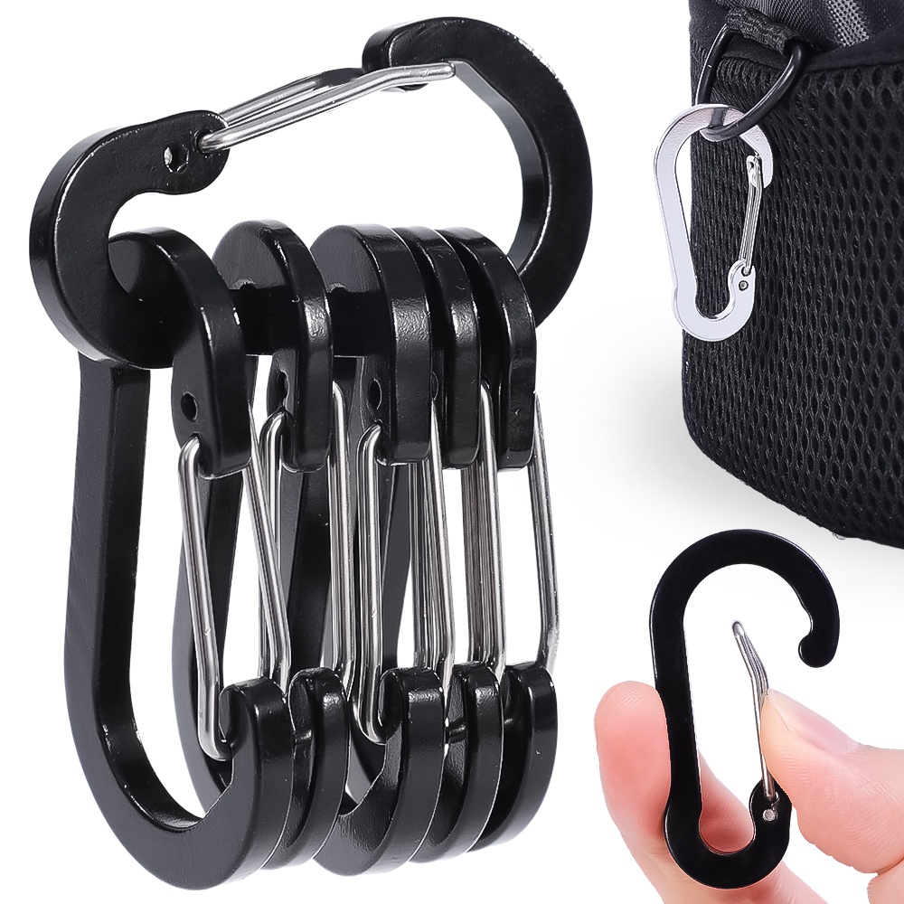 Set 6 Móc Khóa Carabiner Bằng Thép Không Gỉ Đa Năng Tiện Dụng Khi Đi Cắm Trại / Leo Núi