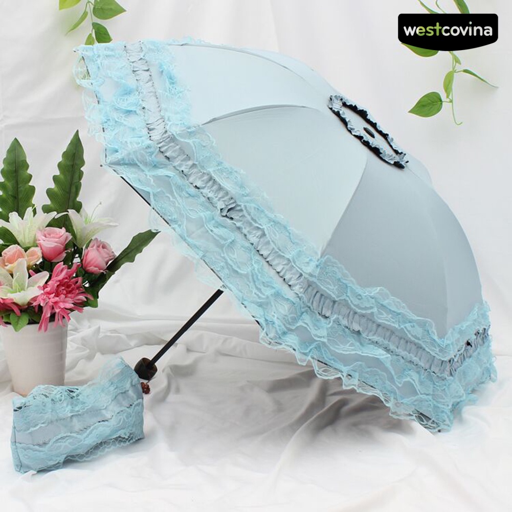 [COD]☁Dù Che Nắng Chống Tia UV Trọng Lượng Nhẹ Phối Ren Xinh Xắn Cho Nữ