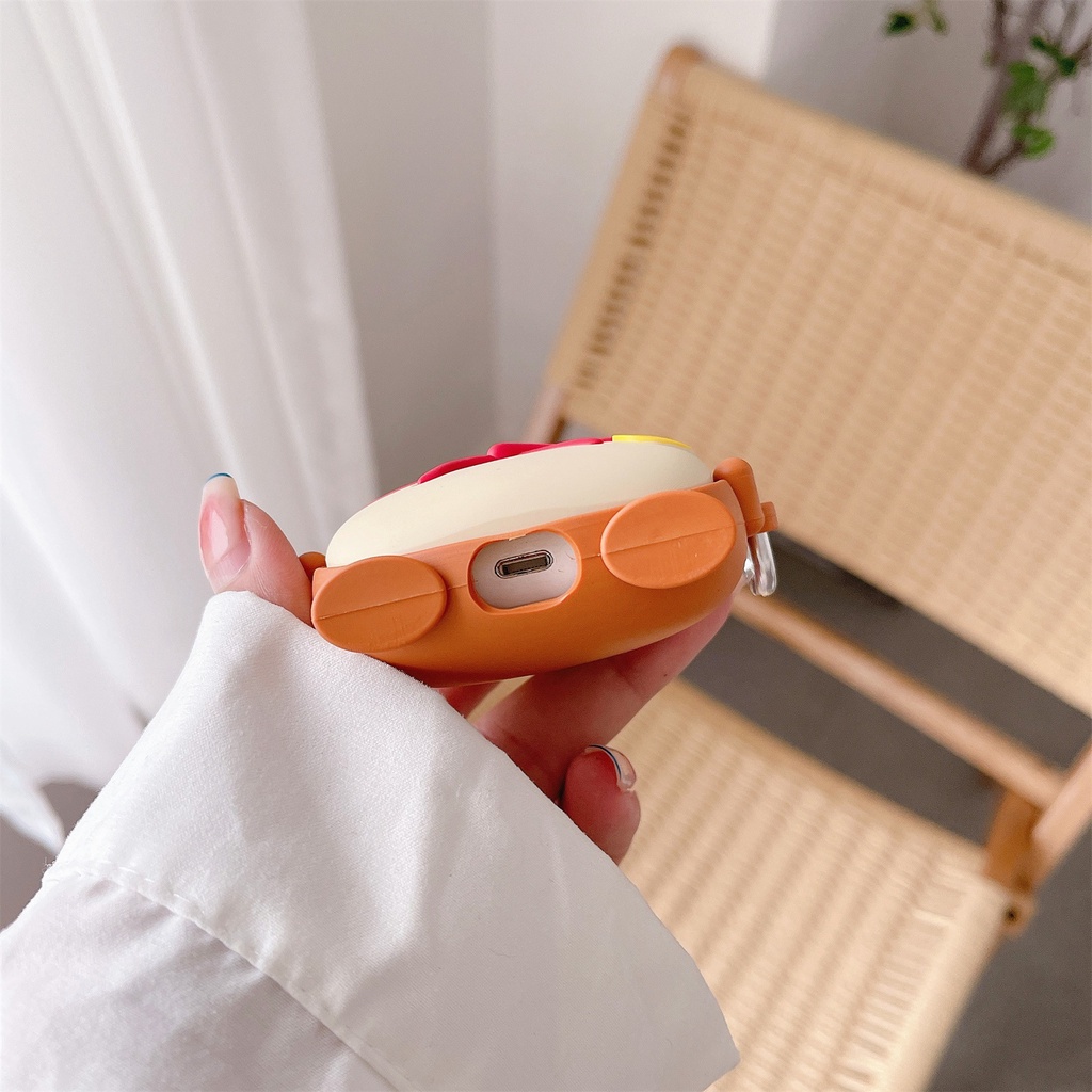 Vỏ Bảo Vệ Hộp Sạc Tai Nghe bluetooth Không Dây Airpods pro 1 / 2 / 3 pro2 Hình Đầu Bếp Bánh Mì Hoạt Hình 3D Bằng Silicon Mềm