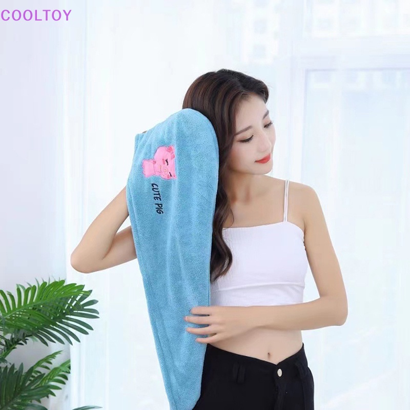 Cooltoy Mũ Tắm Trùm Đầu Bằng Sợi Nhỏ Mềm Mại Khô Nhanh Cho Nữ